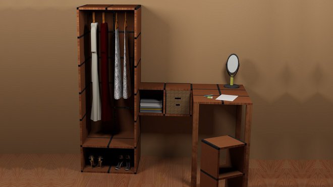 Quelques planches plus tard une penderie et un bureau voyaient le jour.