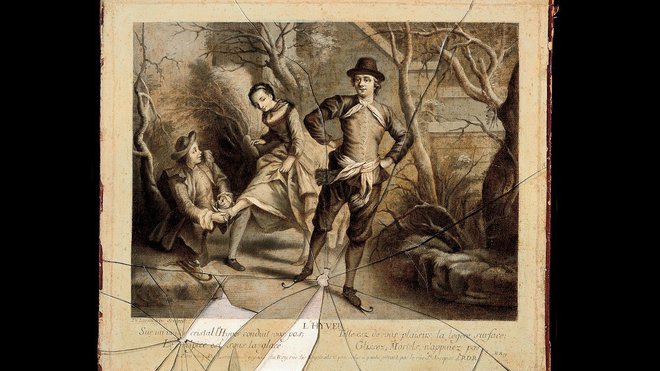 Gaspard Gresly, trompe-l’œil à la gravure des patineurs, après 1745, collection particulière. Gaspard Gresly, trompe-l’œil à la gravure des patineurs, après 1745, collection particulière.