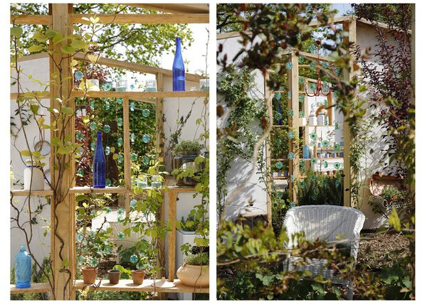 « Oikos », qui veut dire maison, habitat en grec, est une maison pour découvrir une nature qui s’infiltre dans l’ossature et se cache entre les murs devenus réceptacles de cultures, abris à insectes… Création française de Mathieu Locret, jardinier-paysagiste, Anna-Laura Bourguignon et Mathilde Gallichet, architectes, et Stéphane Avenet, paysagiste et menuisier de jardin. Avec la participation de Manon Damiens, sculpteur sur métal.