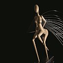 La Sauvage, 2016, Châtaignier, inox poli miroir et inox brossé, 60 cm x 45 cm x 53 cm, par Nathalie Auzépy,