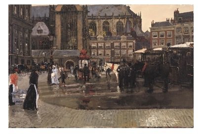 La Place du Dam à Amsterdam vers 1891 - Huile sur toile-© ADAGP - Les Ecoles de la Haye et d'Amsterdam.
