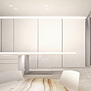 L’îlot de la cuisine s’inscrit dans le dessin linéaire des espaces.