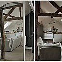Le salon et son canapé gris clair sont orientés vers la terrasse.
