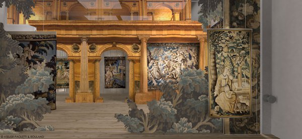 Conçu comme un véritable spectacle, la Nef des Tentures est l'espace phare du nouveau parcours d’exposition et une invitation à voyager dans le temps.