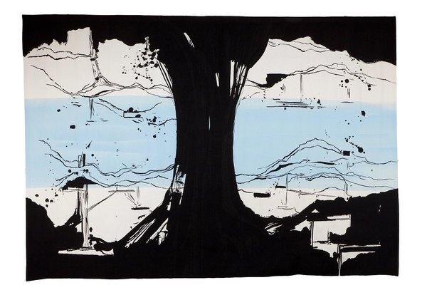 La Rivière au bord de l'eau, d'après Olivier Nottellet. Tissage Atelier Bernard Battu (Aubusson).