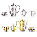 Service Melon en porcelaine émaillée, version platine et or. Création Josef Hoffmann rééditée par Mariage Frères.