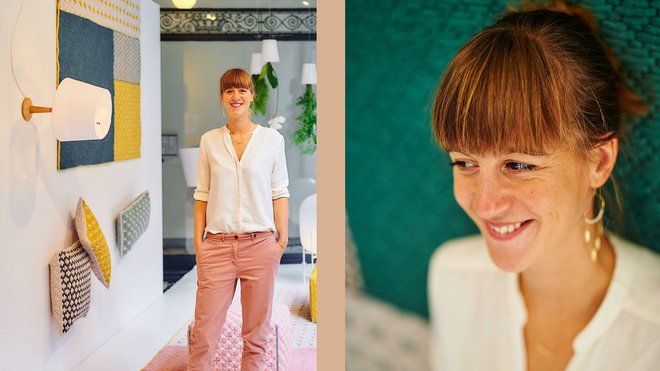 Designer textile, Charlotte Lancelot a réinterprété les points de broderie dans un style actuel. Comme une architecte d’intérieur, elle a aussi imaginé des jeux de volumes additionnels qui peuvent s’inscrire harmonieusement dans la composition d’ensemble d’un espace.