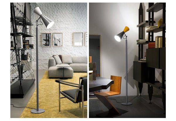 Le lampadaire Parlement a été conçu par le Corbusier pour le Parlement de Chandigarh en Inde en 1954, aluminium peint double réglage.