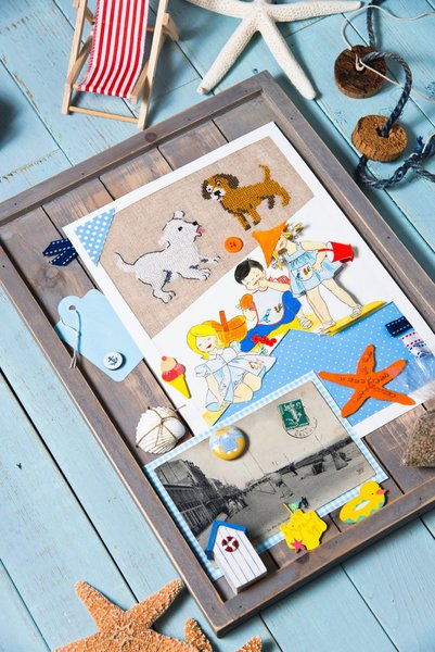 Jeux de plage, façon page de scrapbooking.
