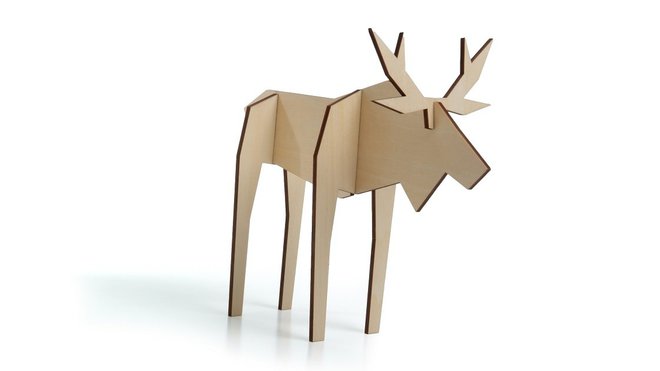 Tout simple. À poser au coin de la cheminée, il est réalisé en bois de façon traditionnel avec un principe de montage astucieux. Renne décoratif en bois, création Atelier Pierre, 30 €, Lollil.