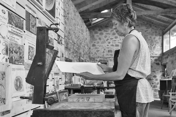 Séance de travail avec Janet Cintas, lithographe.