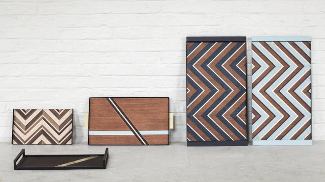 La collection Charles est baptisée du nom d’André-Charles Boulle, source d’inspiration du duo de designers Grint ; elle mixe les matériaux et les couleurs, le chaud et le froid.