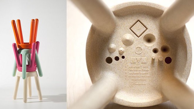 Rotoman est un tabouret en polyéthylène tatoué, des exercices auxquels le bureau de contrôle doit soumettre le plastique. Ce test industriel de rotomoulage, condamné autrefois au recyclage, est aujourd’hui devenu un siège à part entière. 7 couleurs disponibles. Création Armand Bernoud pour Maximum.