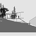 CoupeAA : la maison a été construite sur la partie la plus haute du terrain existant qui permet une vue dégagée au-dessus de la maison la plus proche.