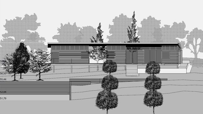 Façade sud : côté jardin, la façade principale de la maison est orientée au sud.