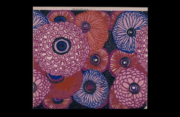 L’Atelier Martine de Paul Poiret, Les Anémones, 1912, toile imprimée au rouleau, 8 cylindres dont une couleur de fond.