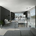 Cette habitation atypique offre une grande pièce à vivre tout en longueur ouverte sur les quatre côtés et bénéficiant de 2 prolongements extérieurs pour l’espace repas et le salon.
