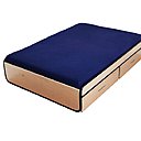 Simplicité et rigueur pour le lit 01 démontable en acier tubulaire cintré et soudé avec Multiplex en placage de bouleau ou chêne, 1550 €, création et fabrication Ateliers J et J.