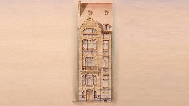 Art Nouveau. Maison située anciennement au 198 (actuellement 206) avenue de la Couronne à Ixelles, 1901, architecte Franz Tilley.