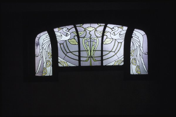 Art Nouveau. Vitrail de la maison située au 36 rue Vergote à Woluwe-Saint-Lambert (Bruxelles), 1906-191, architecte Paul Vizzavona.