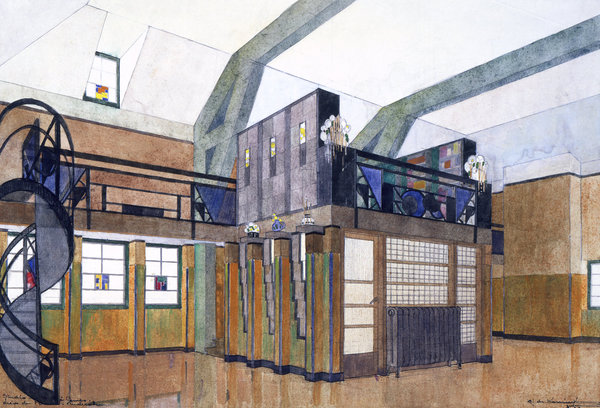 Art Déco. Studio de la maison de M. à Campo, drève du prieuré à Auderghem, 1921-1922, architecte Louis Herman De Koninck.