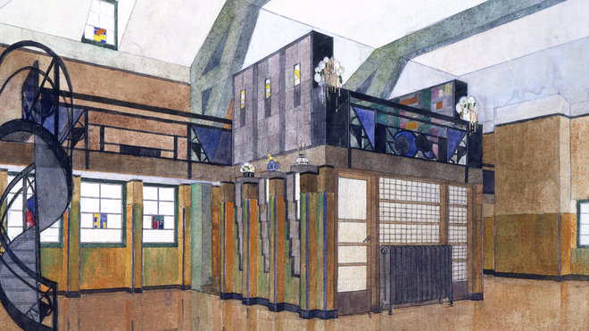 Art Déco. Studio de la maison de M. à Campo, drève du prieuré à Auderghem, 1921-1922, architecte Louis Herman De Koninck.