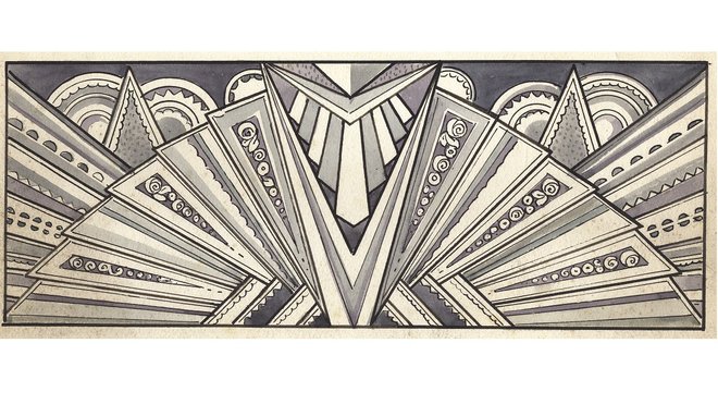 Art Déco. Projet de vitrail, vers 1930, création de l’atelier Van Oudenhove.