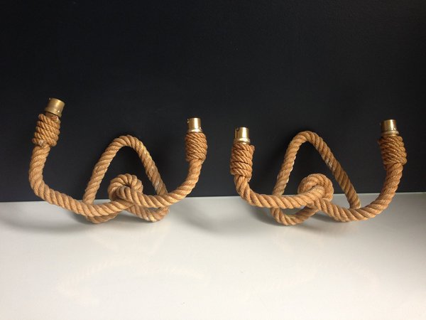 Paire d’appliques en corde d’Adrien Audoux et Frida Minet des années 1950.