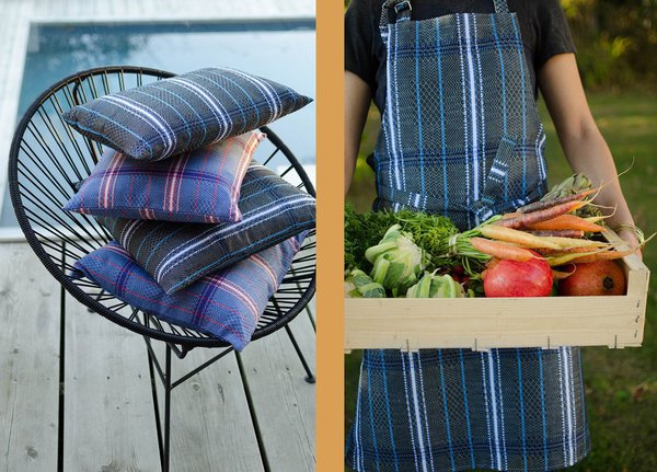 Les coussins, les tabliers sont autant de nouveaux produits de la collection Archives, qui perpétuent la tradition du linge basque.