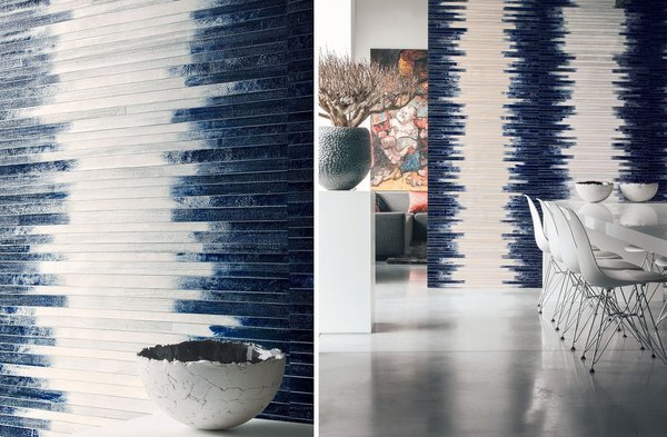 Collection Manado avec bandes d’écorces de bananes sur support intissé, décor Maoli, coloris 7025 02 88, largeur 91,5 cm vendu au mètre.