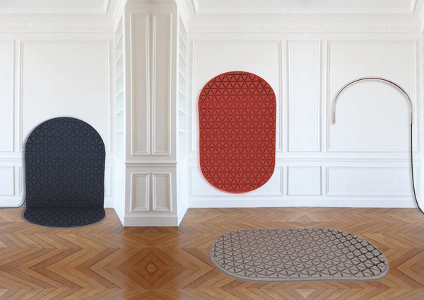 Restituant la chaleur et la fraîcheur, on le déplace selon ses besoins, pour aménager un espace de chaleur perso. Radiateur Poikilo, création Claire Debien.