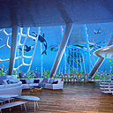 Immersion dans l’un des bâtiments des Aequorea, une ville flottante imaginée au Brésil. Ce programme biologique de ferme sous-marine propose 10000 logements (entre 25 et 250 m²), des bureaux, des espaces de co-working, des ateliers, une base scientifique, des vergers communautaires et des jardins d'alimentation, des lagunes de phyto-purification des jardins de corail…