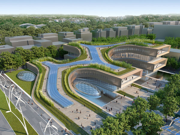 Dans le cadre du projet de la Citta della Scienza, à Rome, les avenues existantes bordées d'arbres sont conservées, comme des empreintes digitales du passé, et les enveloppes des bâtiments industriels préexistants sont transformées en magnifiques lofts. La plupart des résidences et des espaces commerciaux sont alignés le long du bord du site pour donner forme et cohérence au grand bloc d'origine.