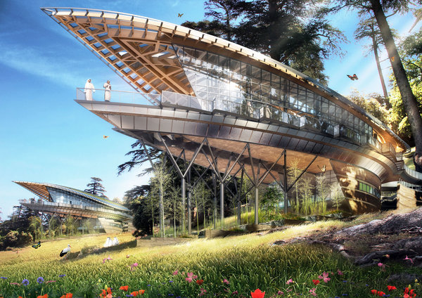 Le complexe Kings Forest à Fez, au Maroc propose des maisons de repos et 3 typologies de chalets, dont le concept VIP Leaf développé horizontalement comme une feuille qui croit dans la clairière, en porte-à-faux au-dessus du paysage. Dans ces trois chalets, les résidants ont le sentiment d'être seuls, sur la proue d'un navire, face au grand spectacle de la nature et des montagnes.