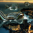 L’Ecopolis flottant Lilypad à Monaco est destiné à accueillir les réfugiés climatiques. Il compose une véritable ville semi-aquatique et semi-terrestre amphibie, capable d’héberger 50 000 habitants et invitant la biodiversité à développer sa faune et sa flore autour d'une lagune centrale d'eau douce qui collecte et purifie les eaux pluviales.