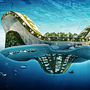 La structure flottante de Lilypad est directement inspirée de la grande plante aquatique de la famille des Nymphéas, l’Amazonia Victoria Regia, augmentée 250 fois. Sa double peau est faite de fibres de polyester recouvertes d’une couche de dioxide de titane qui, en réagissant aux rayons ultraviolets, permet d’absorber la pollution atmosphérique par effet photocatalytique. Entièrement autosuffisante, Lilypad reprend les quatre principaux défis lancés par l'OCDE en mars 2008: climat, biodiversité, eau et sant