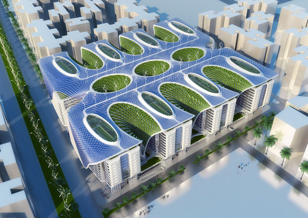 La résidence The Gate Heliopolis, imaginée au Caire, en Egypte, est organisée autour d'une rue centrale appelée «le boulevard» telle la colonne vertébrale de ce projet de logements. Les 1000 appartements sont organisés dans des bâtiments réguliers rectangulaires, avec des formes en «U», attachées à la rue centrale. Le chantier en cours devrait être terminé en 2019.