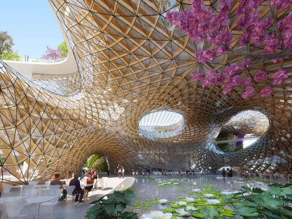 Dans le centre commercial écologique 2.0 Wooden Orchids Molewa à Ruichang, dans la province de Jiangxi, en Chine, on assistera à  une transition vers une économie circulaire. Le «thème de la fleur» est développé sur la base de la biométrie. L'architecture du lieu est directement inspirée par les pétales d'orchidées traduites en une surface mathématique minimale devenant le module de structure en bois pour l’ensemble du complexe commercial.