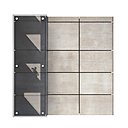 Inhabited Triangle, photo impression jet d’encre sur papier qui oppose lignes droites et obliques, le dessin de la pierre et la présence de l’ombre. Collage sous Plexi Diasec, montage avec aluminium et laiton, création Serge Najjar et Atelier Relief, 2017.