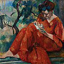 La couseuse à la robe rouge - Henri Manguin 1907.