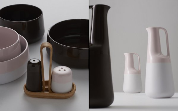 Les pichets dans leurs formes arrondies au long bec verseur, s’inspirent des jarres chinoises anciennes. Mats et brillant, couleurs douces et toucher sensuel, se marient parfaitement  aux saveurs des repas.