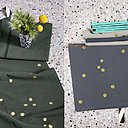 Torchons Odette à pois or, coloris Sencha, Sésame et Fleur de sel. Création La Cerise Sur Le Gâteau.