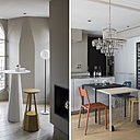 Deux façons de se manger : à gauche, pour un coin repas sur le pouce avec le mange debout Ankara (H 110 x 70 x 70 cm) et le tabouret haut assorti (H 75 cm). Création Constance Guisset. A droite, en cuisine avec la double table Rafale coulissante (deux tailles : H 75 x 120 x 180 et H 75 x 180 x 100 cm). La partie inférieure à roulettes se glisse en silence grâce à un roulement à billes sous le plateau supérieur. Les couleurs des deux tables peuvent êtres différentes  et choisies dans une gamme de 26 coloris.