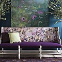 Dossier fleuri pour cette banquette qui associe tous les tons de violette, mauve, lilas et crocus.