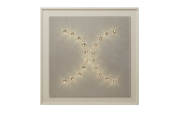 Applique n°261/B en méthacrylate et bois laqué (60 x 60 cm). Création Gino Sarfatti éditée par Arteluce en 1970.