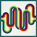 H4 Variations Autour de La Longue Marche, série 1 thème 3 de l’artiste Julio Le Parc pour Hermès  2015, carré de soie  90 cm x 90 cm.