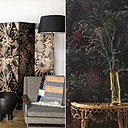 Collection Pineapple in the dark : en fonction de la couleur, le modèle crée deux ambiances très différentes. A gauche, sur un paravent, en version Bronze dans un décor contemporain d’inspiration Art déco. A droite, en version Mulberry, avec une console en bambou et métal dans un style exotique revisité. l 90 et 106 cm. Collection Pineapple in the dark : en fonction de la couleur, le modèle crée deux ambiances très différentes. A gauche, sur un paravent, en version Bronze dans un décor contemporain d’inspiration Art déco. A droite, en version Mulberry, avec une console en bambou et métal dans un style exotique revisité. l 90 et 106 cm.