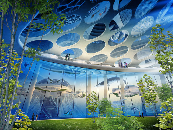 Aequorea, le village flottant gratte-mer, imprimé en 3D à partir des déchets du 7ème continent, tire son nom de celui de la méduse luminescente. Il se compose de tours torsadées où sont notamment installés en strates des habitats modulaires de 25 à 250 m². Catégorie Prix d’imagination. Réalisation Vincent Caillebaut Architectures, 5 Gyres Océaniques, Rio de Janeiro, Brésil.