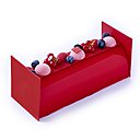 La bûche Capucine : mousse cheesecake, biscuit capucine amande, insert crème citron et gastrique de fraise, croustillant breton.4 à 6 pers. 41 € / 6 à 8 pers. 62 € / 8 à 10 pers. 82 €