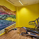 Pour la salle de sport de Onepoint, un panoramique re-colorié pour s’évader par l’esprit dans la nature.